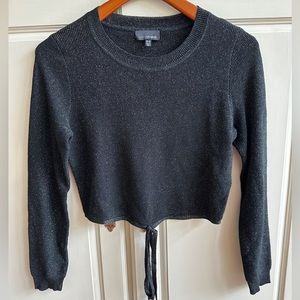 Lucy Paris Black Glittery Long Sleeve Top with Tie Detail at bottom Size M